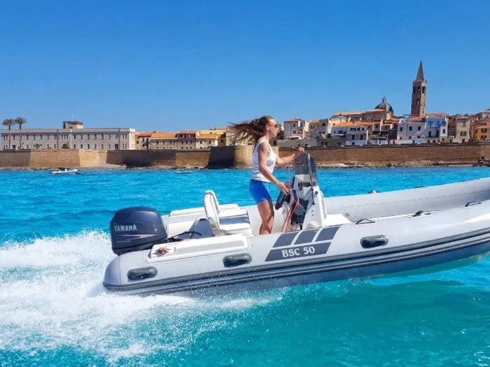 BSC 50 RIB at sea with panoramic view of Alghero