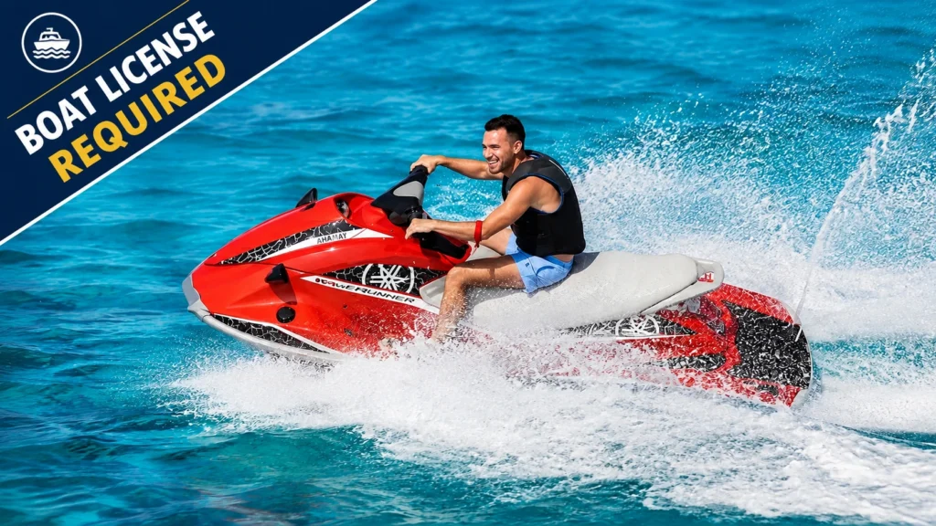 Yamaha WaveRunner a velocidad durante un alquiler Jet Ski en Alghero
